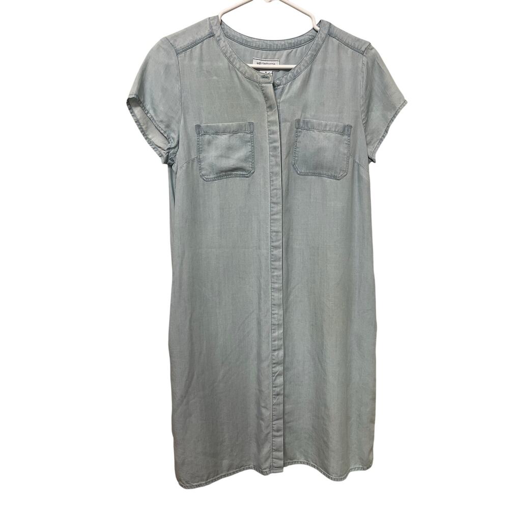 Liz Claiborne‎ Simply Liz Women’s Midi Dress Sz Small Chambray Blue Button